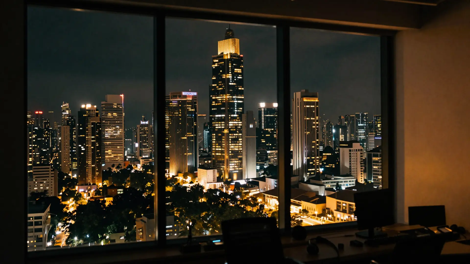 Jakarta evening skyline from office